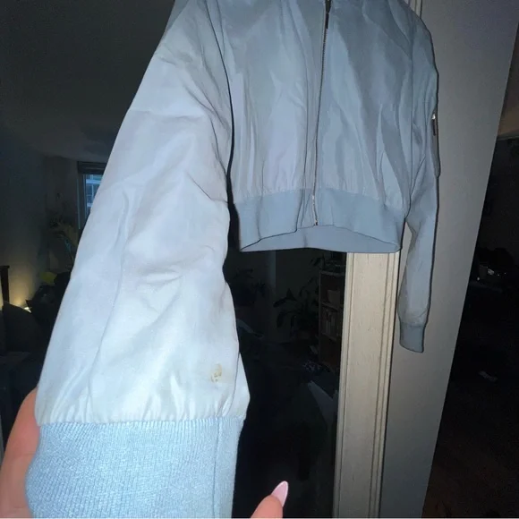 Highline Collective Cropped Light Blue Bomber Jacket - Picture 4 of 4